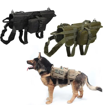Taktinis Paslaugų Šunį Vest Lauko karo Policijos Šunų Drabužiai, Balnai Mokymo Medžioklės Molle Šuo Marškinėliai su Maišeliai
