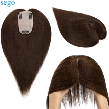 SEGO 7.5x13cm Žmogaus Plaukų Rėžtuvės Moterų Gamtos Valsčiaus Plaukų Gabalas, Plaukų Slinkimas, Viršuje Hairpiece Tiesiai 130% Tankis